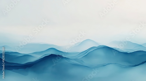 The image is of a mountain range with blue water in between the mountains