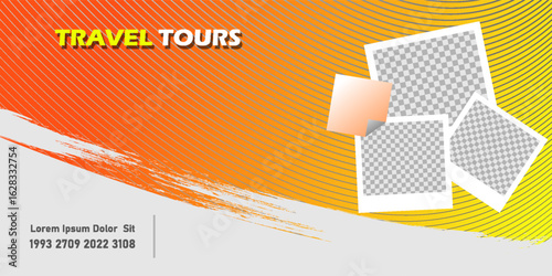 Travel tours banner template, horizontal advertising business banner layout template flat design set , clean abstract cover header background for website design