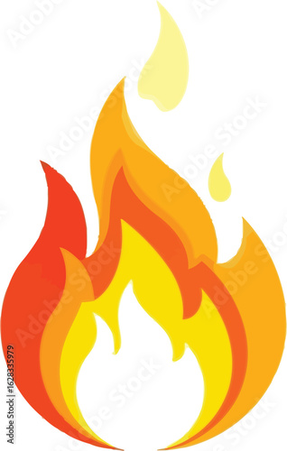 Illustration of a stylized fire flame with orange and yellow gradients