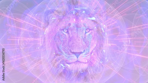 Ethereal Cosmic Portal and Lion's Face animation, meditation visualization, visualizer, video