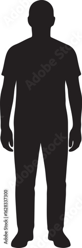 Standing Man in Black vector silhouette– Casual Male Character 

