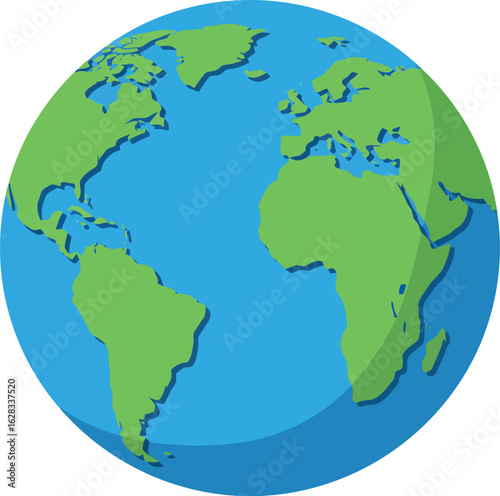 Flat earth globe icon world map illustration