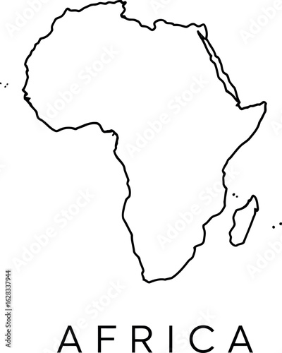 Africa map outline simple line art vector