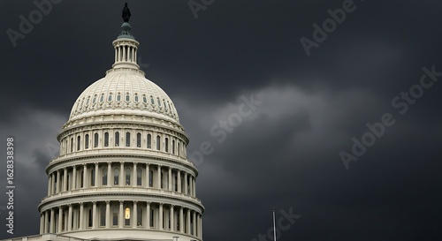 Dramatic View of the US Capitol Building Under a Stormy Sky