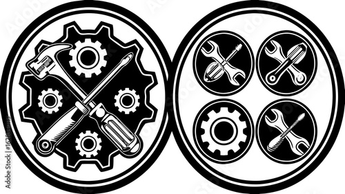 very beautiful Tools and Service icons set. Wrench, screwdriver and gear icon. Screwdriver and wrench glyph icon. Settings and repair, service sign - stock vector. Vector illustration
