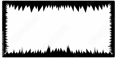 Frame with sharp jagged edges, ideal for horror, thriller, or intense themed posters and digital art compositions.