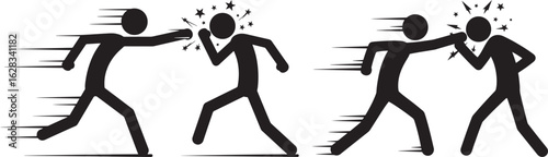 Two pairs of figures in dynamic silhouette