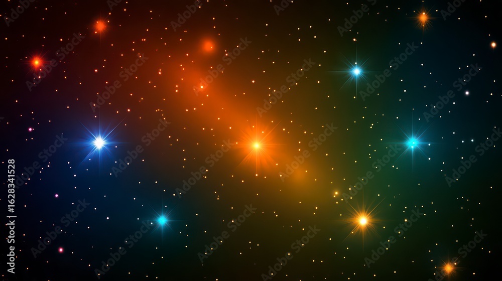 Obraz premium Colorful galaxy with many stars and a bright orange line