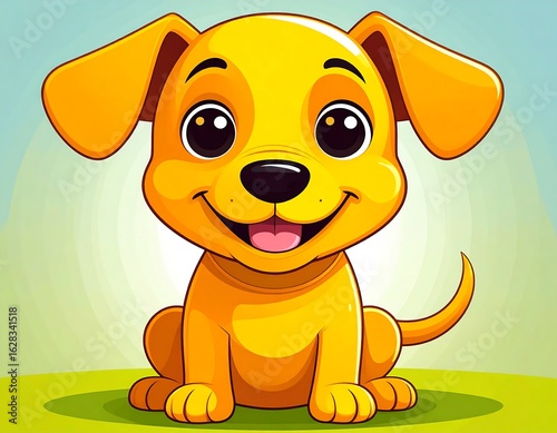 Cute yellow puppy cartoon