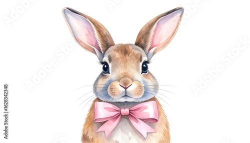 Cute watercolor rabbit portrait