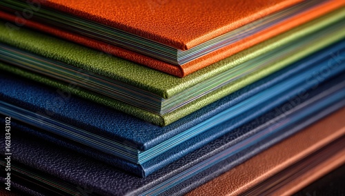 Stacked books, various colors