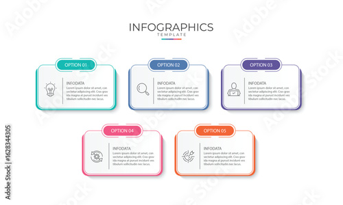Vector Infographic label design template with icons and 5 options or steps. Can be used for process diagram, presentations, workflow layout, banner, flow chart, info graph.