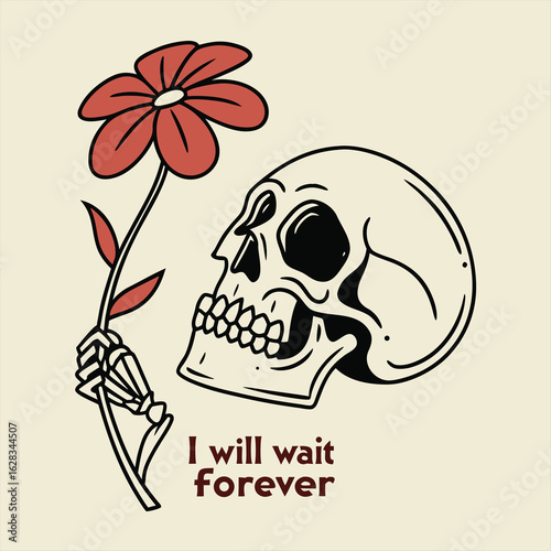 Skull in grass - cut out outline vector skull icon, logo, t-shirt print concept, tattoo, sticker
