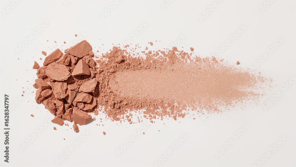 Fototapeta premium Crushed Terracotta Blush Powder Swatch on White Background makeup cosmetic