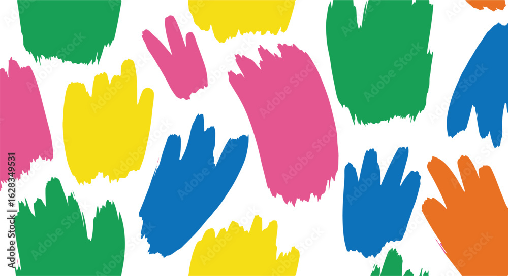 Fototapeta premium Colorful abstract brush strokes and shapes isolated on transparent background