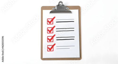Clipboard with check marks, task list, concept of approval and completion
