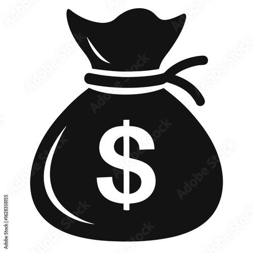 Bag with dollars icon