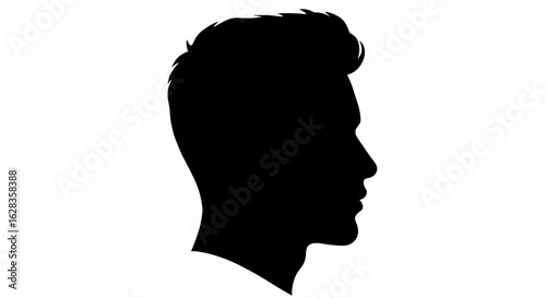Anonymous male profile silhouette. Vector graphic of a young man's head for a user avatar or concept of personal identity.