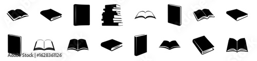 Collection of silhouette books depicting knowledge and literature 