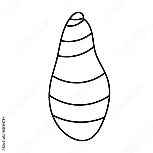 Outline drawing of a spiral sea shell. Simple marine element and elegant design.