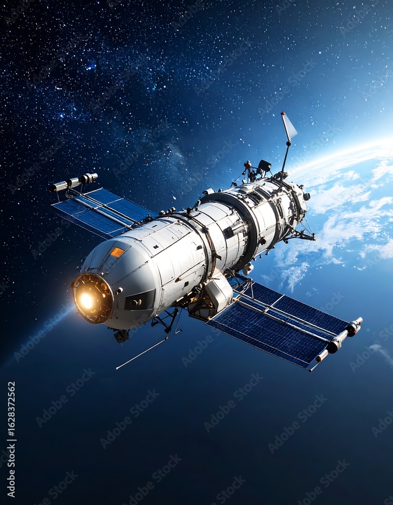 Obraz premium Spacecraft orbiting Earth