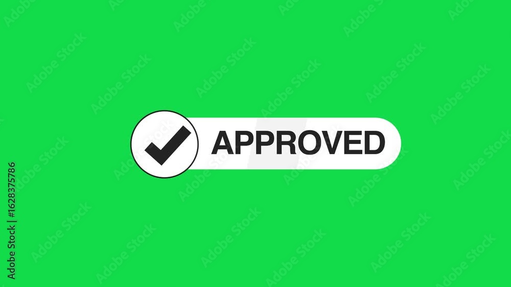 Round stamp with checklist and approved text reveal animation on ...