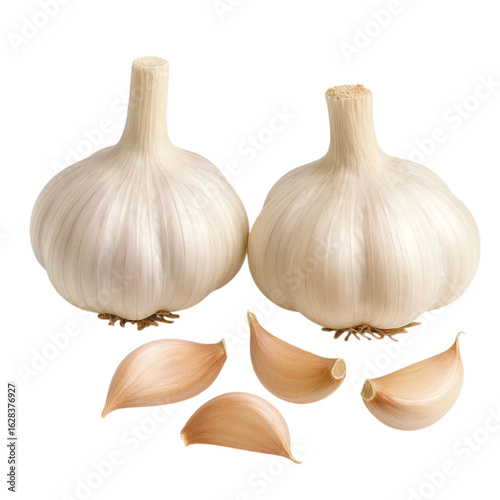 Two Bulbs Of Garlic And Cloves transparent