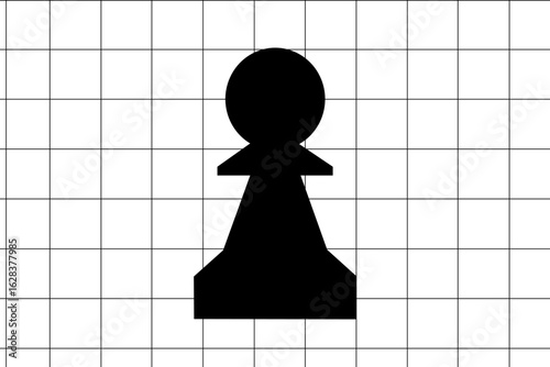 Chess piece reduced to simple geometric silhouette on a square grid