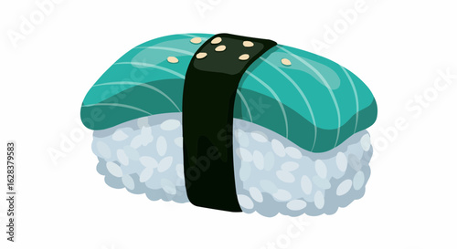 A visually appealing sushi nigiri with fresh, colorful salmon and perfectly seasoned rice.