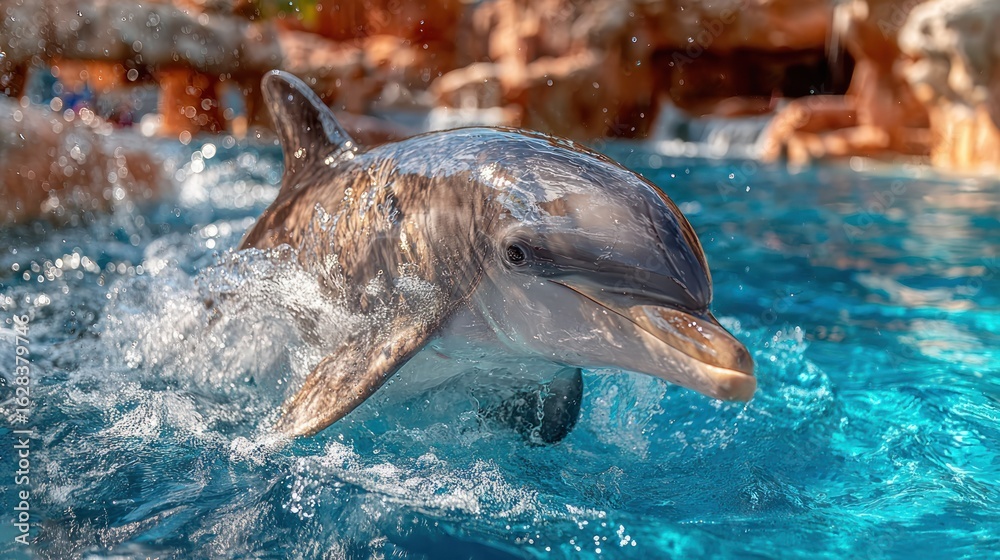 Fototapeta premium Dolphin leaping in a pool
