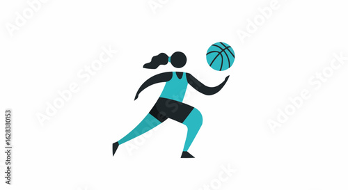 An illustration of a person playing basketball.