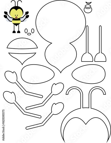 Bee, funny, cute, paper, felt, fabric, Cricut, Laser cut, Layers, pattern, Kids, Decorations, school, party, 