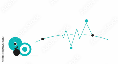 Conceptual illustration of an apple pushing toward increasing business value.