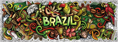 Brazil vector cartoon doodle banner design