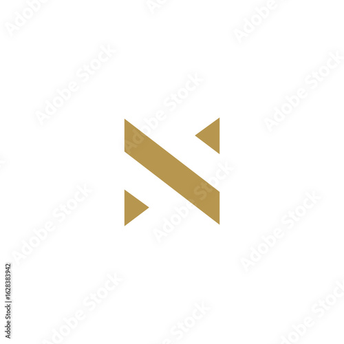 Simple Initial Letter N logo.  gold Geometric  Usable for Business and Branding Logos. Flat Vector Logo Design Template Element.