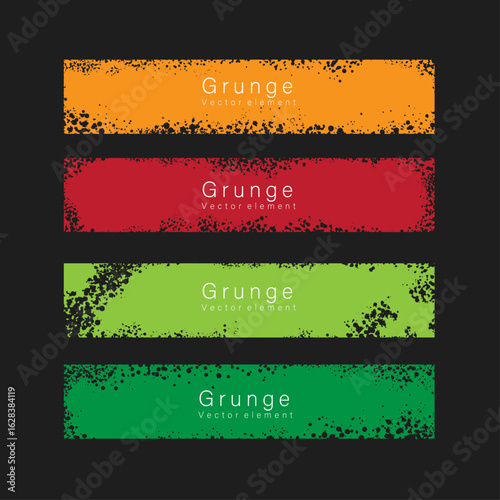 set of vintage style grunge textures in different designs with paint splashes.Distressed black stroke banners. Straight long hand drawn stripes vector sketch. 