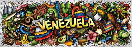 Colorful cartoon doodle vector illustration of Venezuela