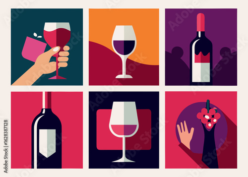 Artistic collection of wine elements and celebrations