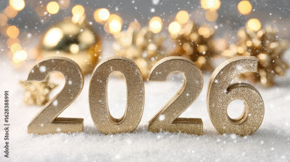 The new year 2026 is joyfully celebrated with glittering numbers adorned in snow, surrounded by festive lights and holiday decor, capturing the spirit of Christmas cheer The new year 2026 is joyfully celebrated with glittering numbers adorned in snow, surrounded by festive lights and holiday decor, capturing the spirit of Christmas cheer