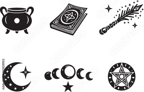 Mystical symbols for magic, witchcraft, and occult themes