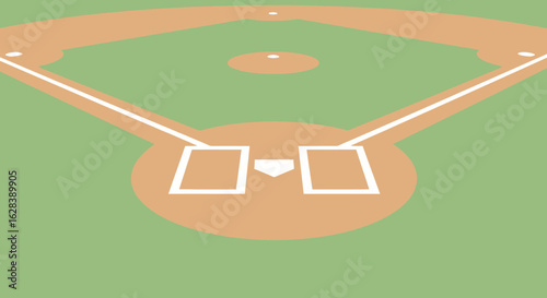 Clean Minimalist Baseball Field Diamond Layout for Sport Design Element