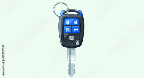 Detailed Modern Car Key Remote with Buttons Illustration Graphic
