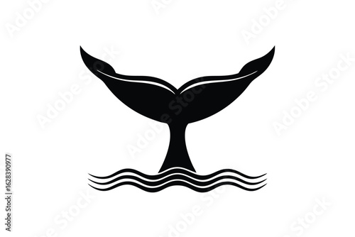 World animal day vector art of whale tail fluke silhouette isolated