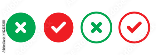 checkmark and X mark icon. check and uncheck icon vector. validation icon vector. for apps and websites.
