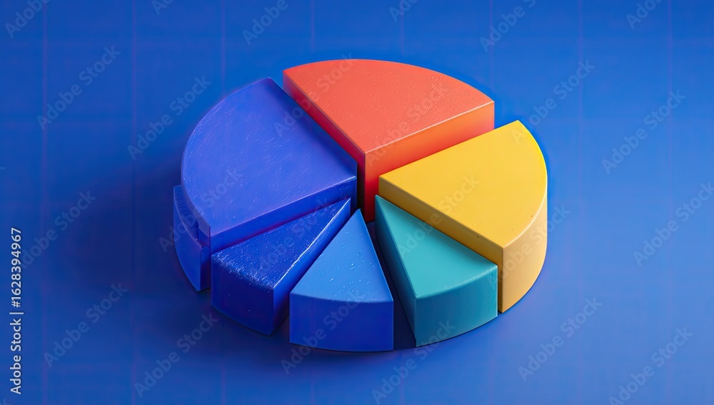 Obraz premium Colorful 3D pie chart on a blue background