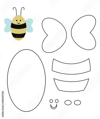 Bee, funny, cute, paper, felt, fabric, Cricut, Laser cut, Layers, pattern, Kids, Decorations, school, party, 