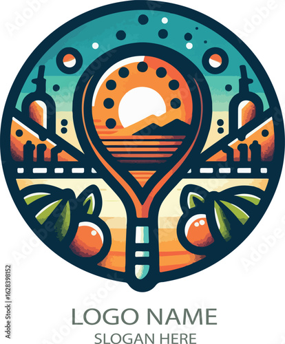 padel logo icon vector white background .