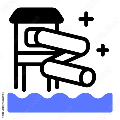 This Water slide icon is suitable for Amusement Park, Entertainment, etc.