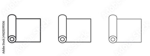 Yoga mat icon in linear, outline icon isolated on white background