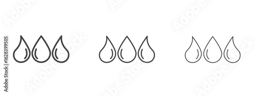 Water drop shape icon in linear, outline icon isolated on white background